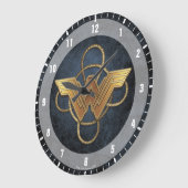 ラッ疑問に思ソ上の女性金ゴールドシンボル ラージ壁時計 (傾斜)