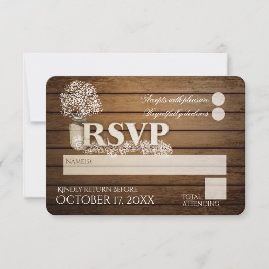 ラッ素朴ダーラブベビーズブレスRSVP結婚's 出欠カード (正面)