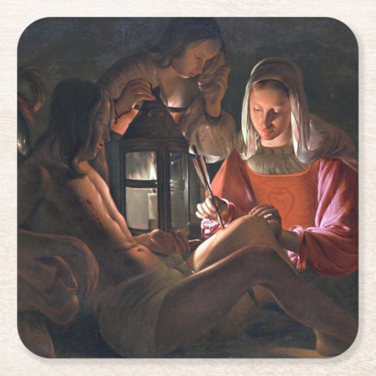 ラツアーのアイリーンが抱く聖セバスチャン スクエアペーパーコースター (正面)