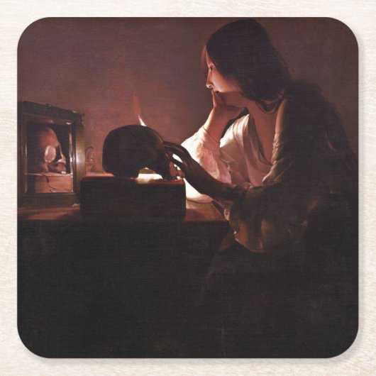 ラツアーのマリア後悔 スクエアペーパーコースター (正面)