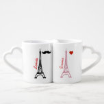 ラツアーエッフェルパリフランス ペアカップ<br><div class="desc">彼にとって、そして彼女にとって、エッフェルの塔のイメージパーソナライズされたと、口ひげ、小さなハートを持つ、パリをテーマにしたフランスの素敵なアイディア</div>