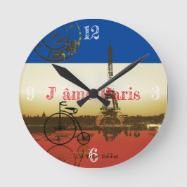 ラツアーエッフェルポスター ラウンド壁時計