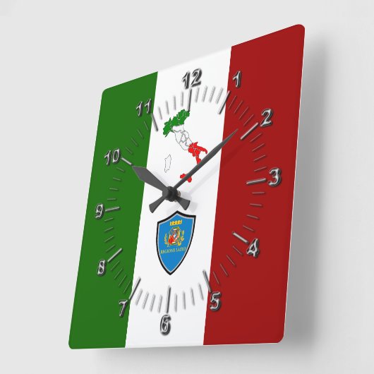 ラツィオ国旗（イタリア） スクエア壁時計 (傾斜)