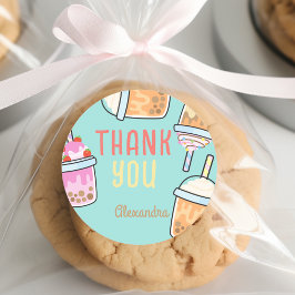 ラテおもしろいコーヒーボバ茶の誕生日感謝していあなた ラウンドシール