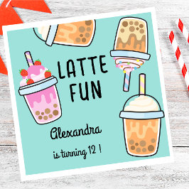 ラテおもしろいコーヒーbobba紅茶の誕生日 スタンダードランチョンナプキン