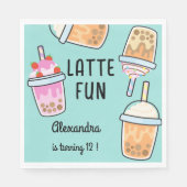 ラテおもしろいコーヒーbobba紅茶の誕生日 スタンダードランチョンナプキン (正面)
