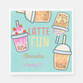 ラテおもしろいコーヒーbobba紅茶の誕生日 スタンダードランチョンナプキン (正面)