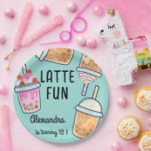 ラテおもしろいコーヒーbobba紅茶の誕生日 ペーパープレート (パーティー)