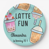 ラテおもしろいコーヒーbobba紅茶の誕生日 ペーパープレート (正面)