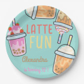 ラテおもしろいコーヒーbobba紅茶の誕生日 ペーパープレート (正面)