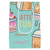 ラテおもしろいコーヒーbobba紅茶の誕生日 ミディアムペーパーバッグ (裏面)