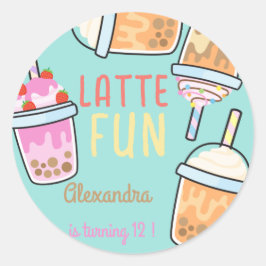 ラテおもしろいコーヒーbobba紅茶の誕生日 ラウンドシール