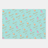 ラテおもしろいコーヒーbobba紅茶の誕生日 ラッピングペーパーシート (正面3)