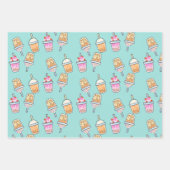 ラテおもしろいコーヒーbobba紅茶の誕生日 ラッピングペーパーシート (正面2)