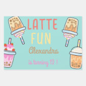 ラテおもしろいコーヒーbobba紅茶の誕生日 ラッピングペーパーシート (正面)