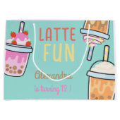 ラテおもしろいコーヒーbobba紅茶の誕生日 ラージペーパーバッグ (正面)