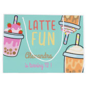 ラテおもしろいコーヒーbobba紅茶の誕生日 ラージペーパーバッグ (裏面)
