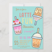 ラテおもしろいコーヒーbobba紅茶の誕生日 招待状 (正面)