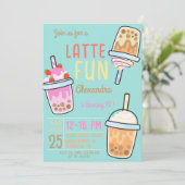 ラテおもしろいコーヒーbobba紅茶の誕生日 招待状 (スタンド正面)