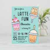 ラテおもしろいコーヒーbobba紅茶の誕生日 招待状 (スタンド正面)
