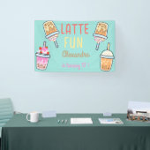 ラテおもしろいコーヒーbobba紅茶の誕生日 横断幕 (トレードショー)