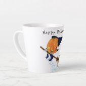 ラテおもしろいマグハロウィーンウィッチパンプキン飛んでいる カフェラテマグ (左アングル)