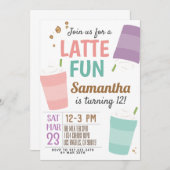 ラテおもしろい誕生日招待状 招待状 (正面/裏面)
