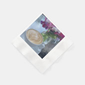 ラテとスイートピーの花 縁ありカクテルナプキン (角)