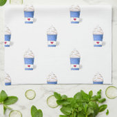 ラテとホイップクリーム（青） キッチンタオル (折り畳み)