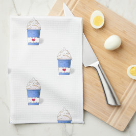 ラテとホイップクリーム(青) キッチンタオル
