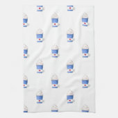 ラテとホイップクリーム（青） キッチンタオル (縦)