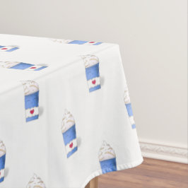 ラテとホイップクリーム(青) テーブルクロス