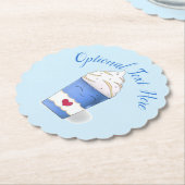 ラテとホイップクリーム（青） ペーパーコースター (アングル)