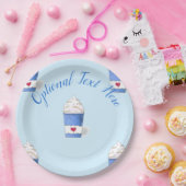 ラテとホイップクリーム（青） ペーパープレート (パーティー)