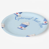 ラテとホイップクリーム（青） ペーパープレート (アングル)