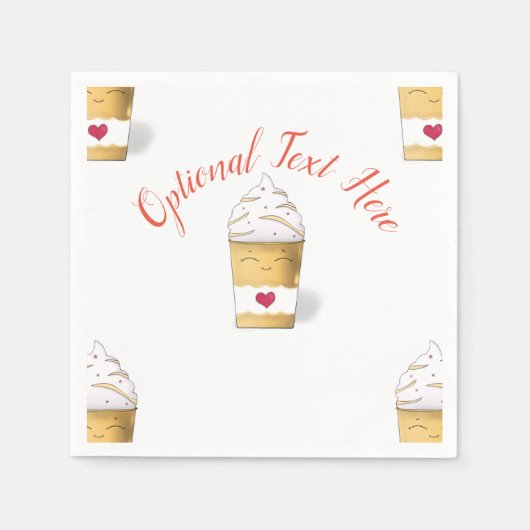 ラテとホイップクリーム（黄色） スタンダードカクテルナプキン (正面)