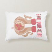 ラテとラブカップ、手とコーヒー引用文 アクセントクッション (正面)