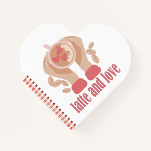 ラテとラブカップ、手とコーヒー引用文 ノートブック