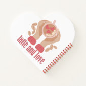 ラテとラブカップ、手とコーヒー引用文 ノートブック (裏面)