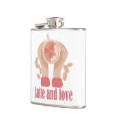 ラテとラブカップ、手とコーヒー引用文 フラスク (左)