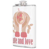 ラテとラブカップ、手とコーヒー引用文 フラスク (左)