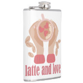 ラテとラブカップ、手とコーヒー引用文 フラスク (右)