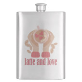 ラテとラブカップ、手とコーヒー引用文 フラスク (正面)