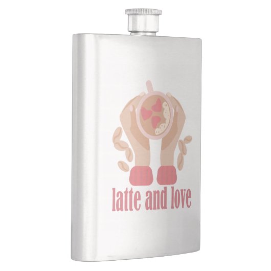 ラテとラブカップ、手とコーヒー引用文 フラスク (右)