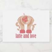 ラテとラブカップ、手とコーヒー引用文 フードラベル (シングルラベル)