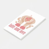 ラテとラブカップ、手とコーヒー引用文 ポストイット (アングル)