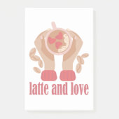 ラテとラブカップ、手とコーヒー引用文 ポストイット (正面)