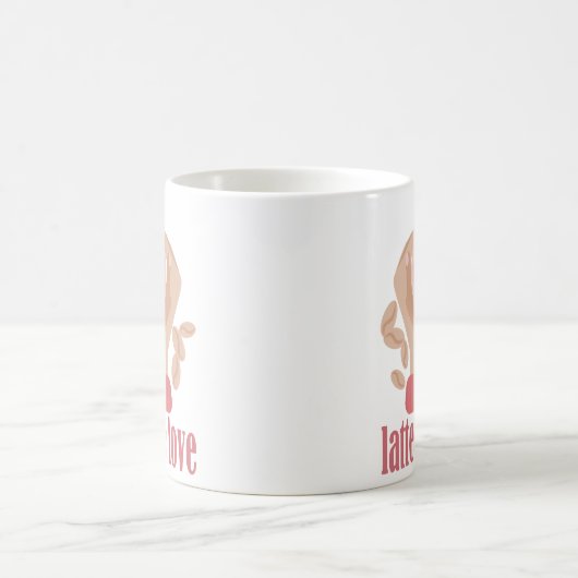 ラテとラブカップ、手とコーヒー引用文 モーフィングマグカップ (中央)