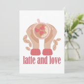 ラテとラブカップ、手とコーヒー引用文 招待状 (スタンド正面)