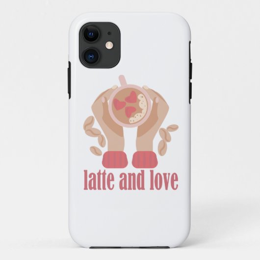 ラテとラブカップ、手とコーヒー引用文 Case-Mate iPhoneケース (裏面)